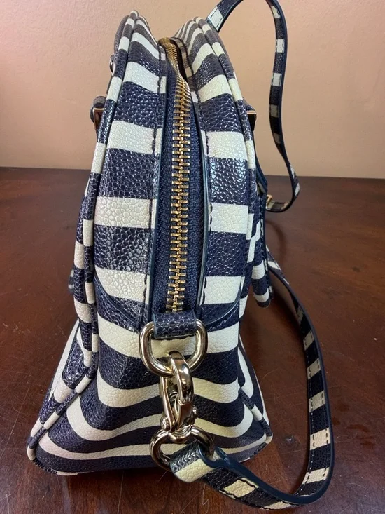 kate spade Black and Cream Striped Dome Satchel - Picture 4 of 10